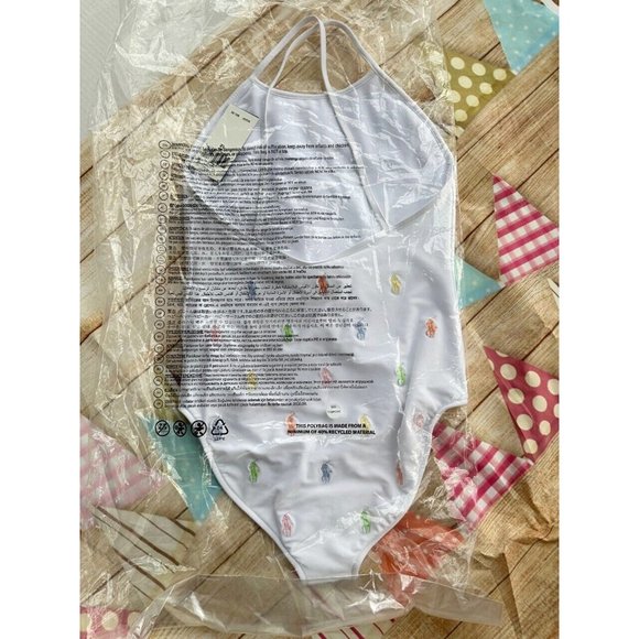 NWT Polo Ralph Lauren Big Girls Multi Color Polo Pony Embroidered SWIMSUIT - Picture 6 of 7